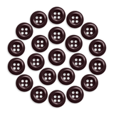 Twenty-one Work Shirt Buttons in dark brown are arranged in a circle on a white background.