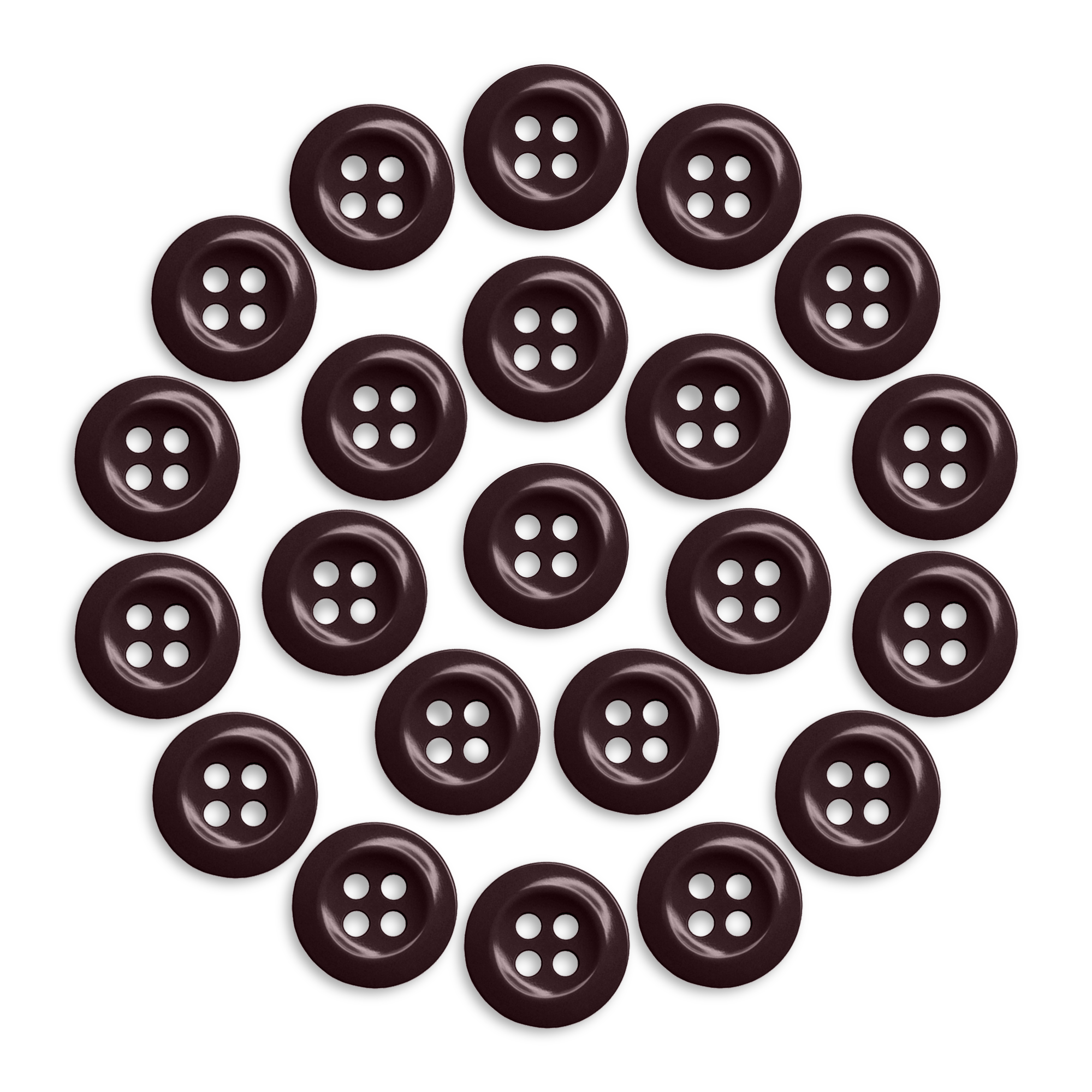 Twenty-two Work Shirt Buttons from the 22 Pack are arranged in a circular pattern on a white background.