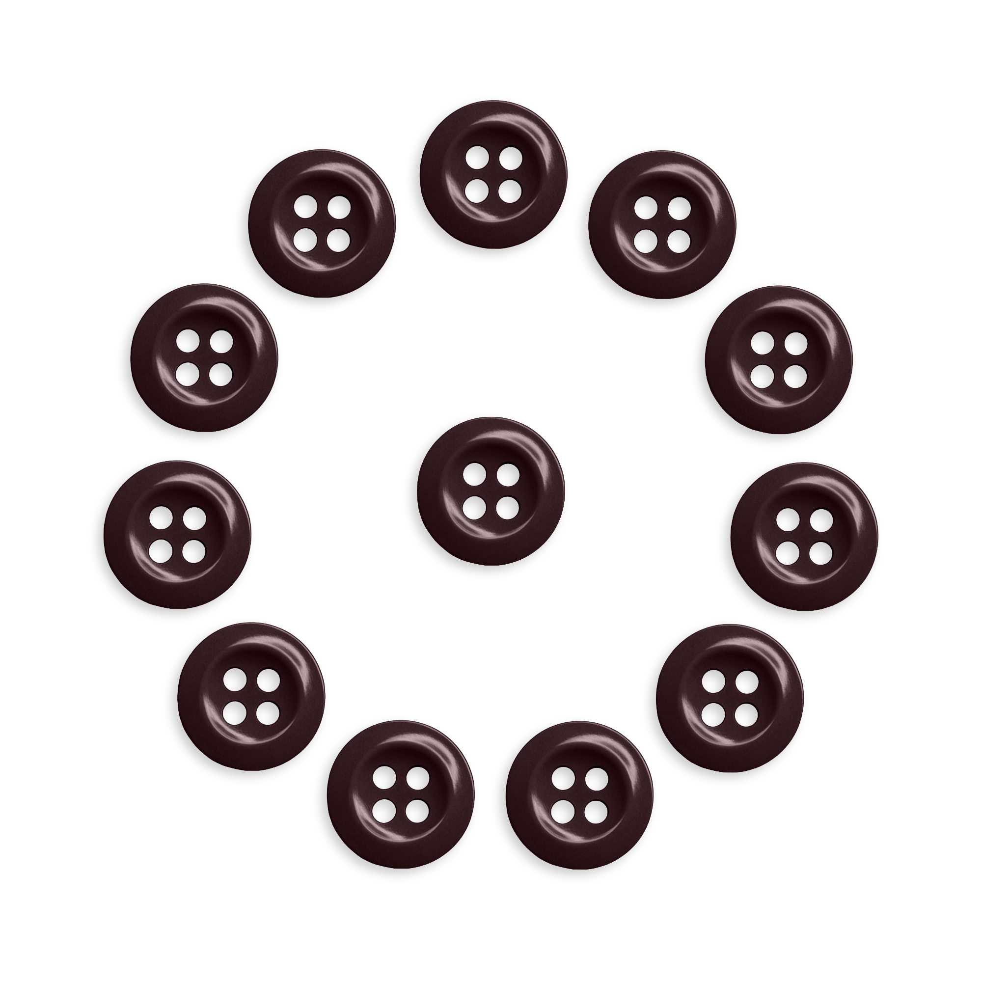 The Work Shirt Buttons 12 Pack features twelve buttons arranged in a circle with one at the center, set against a white background.