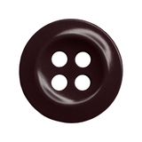 A dark brown, round Work Shirt Button with four holes displayed on a white background, perfect as a replacement button.