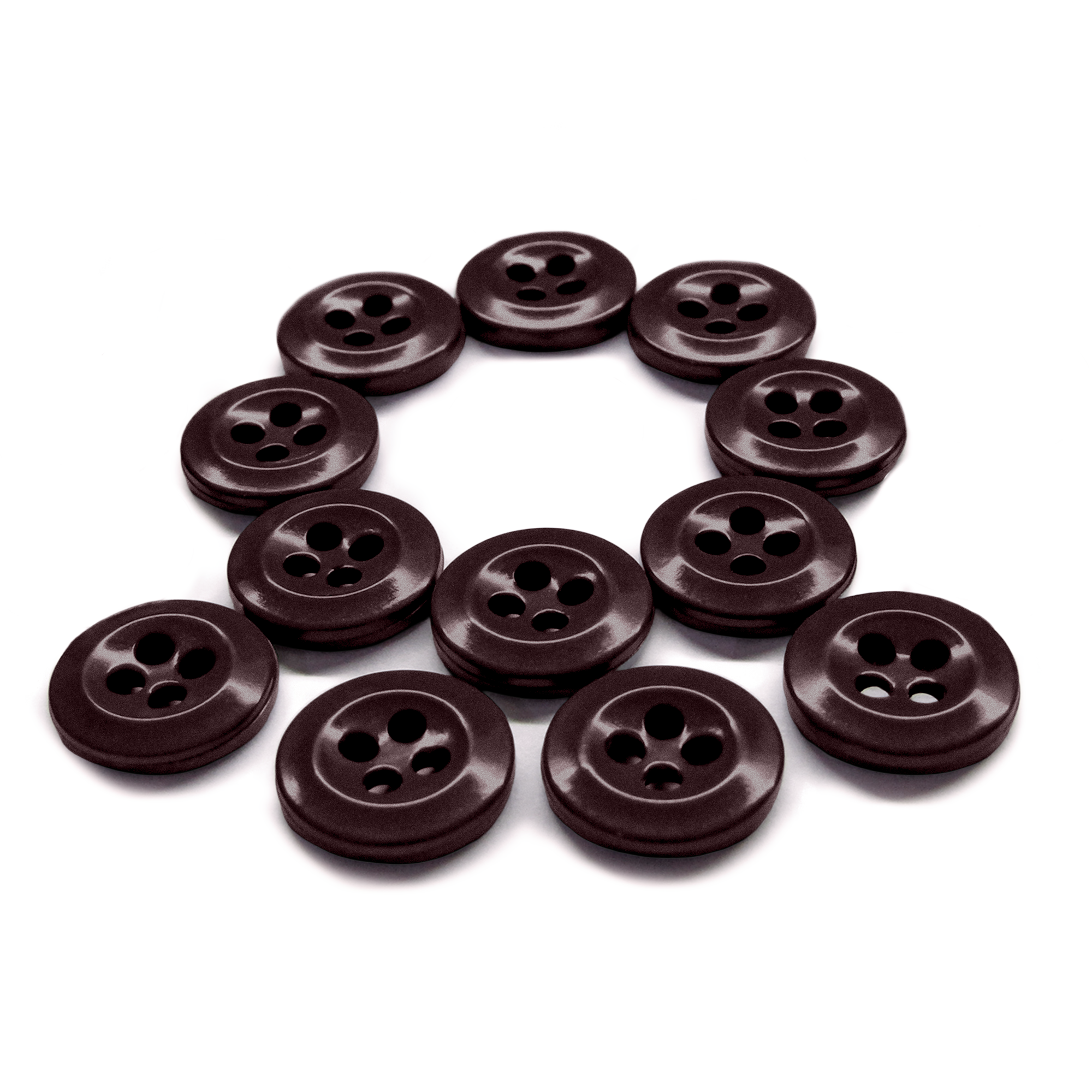 The Work Shirt Buttons 12 Pack features twelve durable replacement uniform buttons arranged in a circle with one in the center, displayed on a white background.