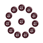 A pack of twelve durable dark brown Work Shirt Buttons, arranged in a circle with one in the center, displayed on a white background.
