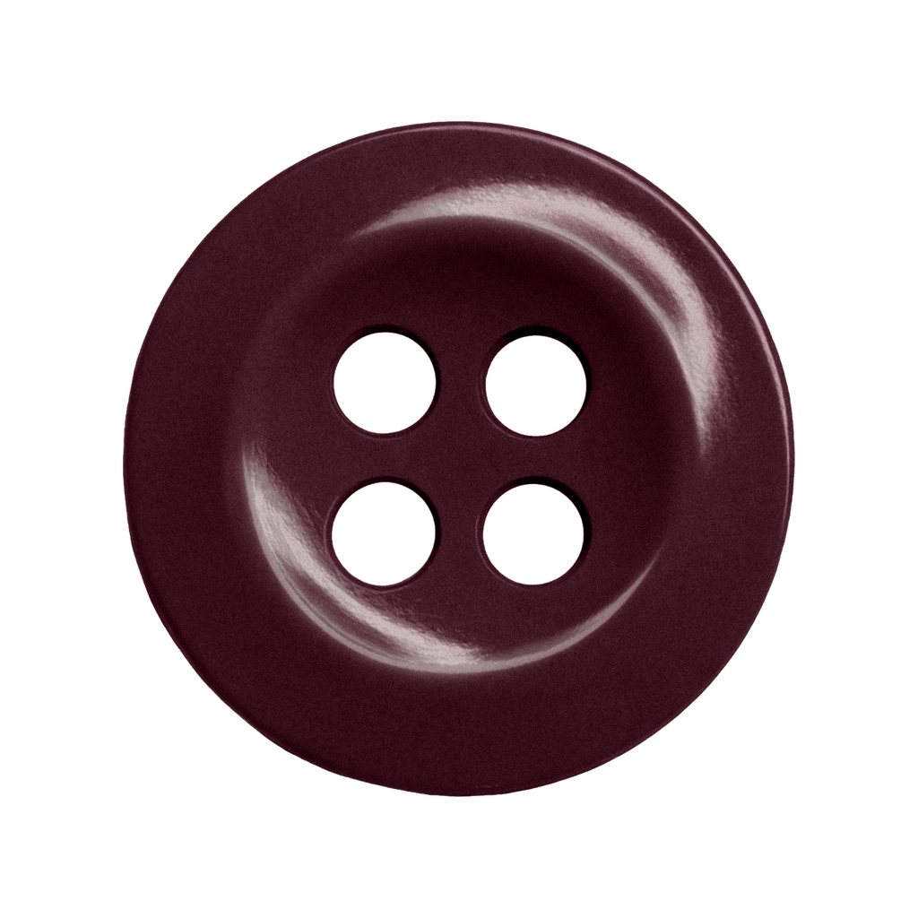 A pack of 22 dark maroon, four-hole Work Shirt Buttons on a white background—perfect as durable, stylish replacements for uniform shirts.