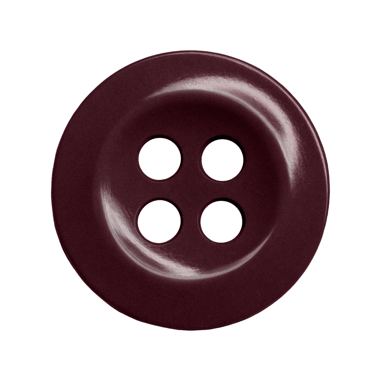 Work Shirt Buttons: Dark red, round, four-hole buttons with a shiny finish, shown from above on a white background—perfect replacements for your work shirt.