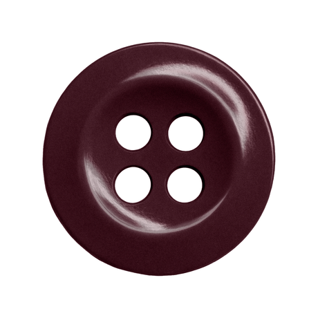 Work Shirt Buttons: Dark red, round, four-hole buttons with a shiny finish, shown from above on a white background—perfect replacements for your work shirt.