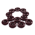 Twelve Work Shirt Buttons 12 Pack, military spec and brown, arranged in a circle on a white background.