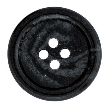 Regular Suit Buttons: Round black buttons with a marbled pattern and four center holes, ideal for suits or as replacement buttons.