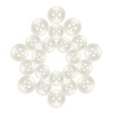 Twenty Replacement Shirt Buttons, arranged in a five-point star pattern on a white background—these durable buttons are an ideal addition to any tailor's kit.