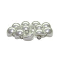 Dome Faux Pearl Bridal Buttons with metal loop backs, shiny white and half-round, perfect for jewelry making or as elegant dome-shaped blouse buttons.