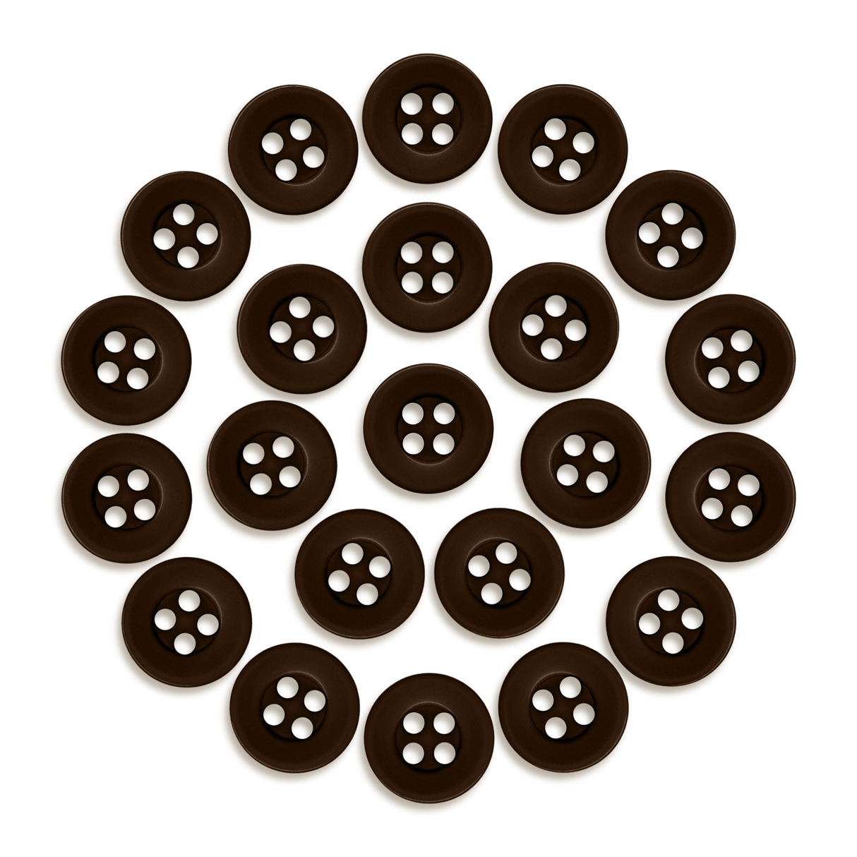 Twenty-four Workshop Uniform Shirt Buttons made of durable nylon, arranged in a neat circle on a white background—ideal for workshop uniforms.