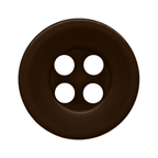 A round, dark brown, four-hole button made of durable nylon—ideal for workshop uniform shirts—shown from above on a white background.