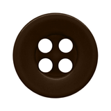 A round, dark brown, four-hole button made of durable nylon—ideal for workshop uniform shirts—shown from above on a white background.
