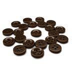 A set of durable, dark brown Workshop Uniform Shirt Buttons made from nylon, displayed on a white background—ideal for workshop uniforms.