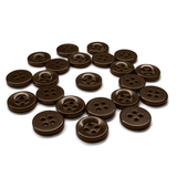A set of durable, dark brown Workshop Uniform Shirt Buttons made from nylon, displayed on a white background—ideal for workshop uniforms.