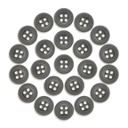 Twenty-four Workshop Uniform Shirt Buttons in gray, arranged neatly in a circle on a white background.