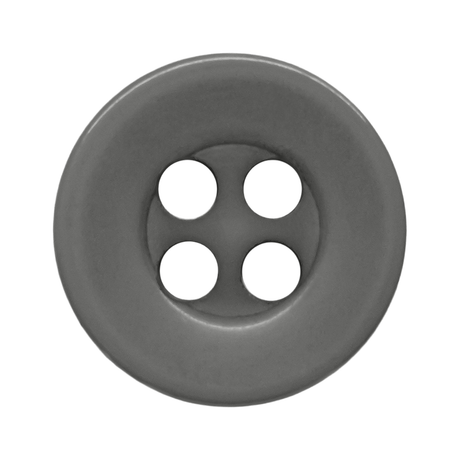 Workshop Uniform Shirt Buttons—gray four-hole button displayed on a white background, ideal as a replacement for your workshop uniform shirt.