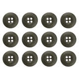 Twelve Tactical Buttons, black and four-hole, arranged in a grid on a white background.