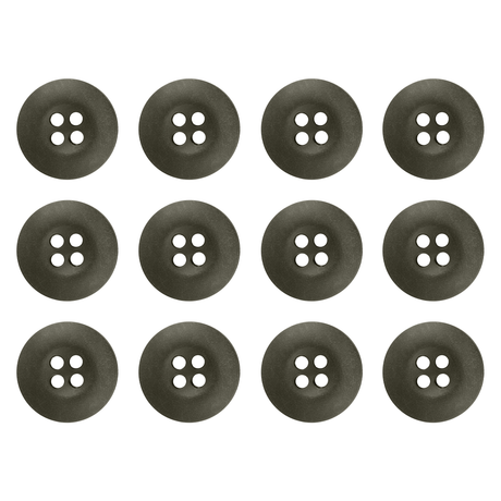 Twelve Tactical Buttons, black and four-hole, arranged in a grid on a white background.