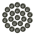 Twenty-two black Work Shirt Buttons from the 22 Pack arranged in a circular pattern on a white background.