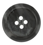 Regular Suit Buttons are round, black, and feature four holes with a slightly marbled texture—perfect as replacement buttons for jackets or suits.