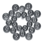 Twenty-four Replacement Shirt Buttons in matte gray, arranged in a circle on a white background—ideal for any tailor's kit.