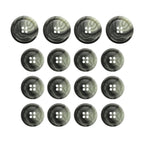 Fifteen Premium Suit Buttons in gray marbled finish are arranged in three rows of five on a white background.
