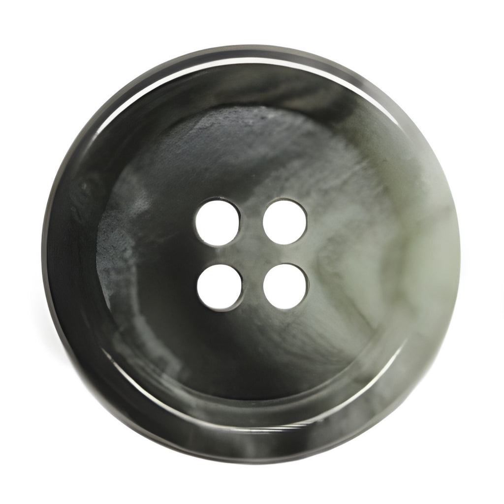 Close-up of Premium Suit Buttons—round, dark, four-hole buttons with a marbled pattern—ideal black buttons for blazers or suits.
