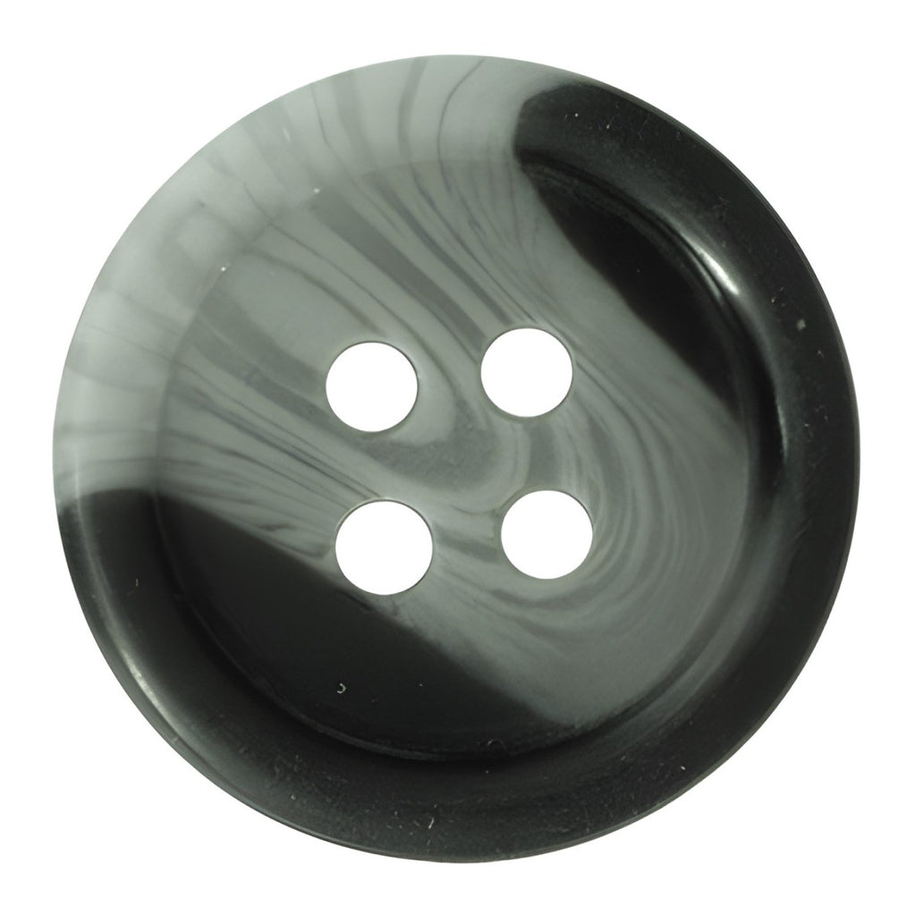 The Standard Suit Buttons feature a black and gray marbled design with four holes, viewed from above—ideal as replacement buttons for your black blazer.