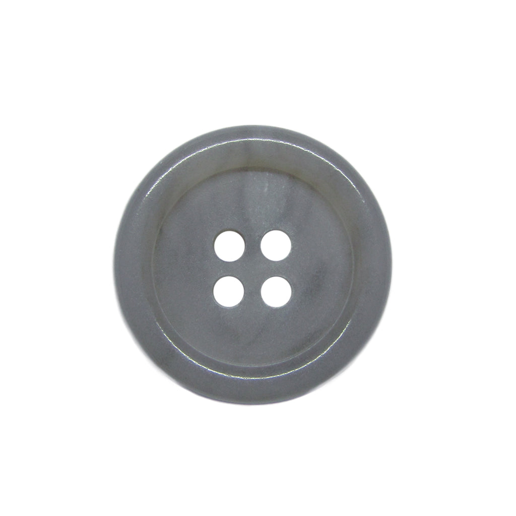 Luxury Suit Buttons—gray, round with four holes, shown from above on a white background. Classic design ideal for upscale suits.
