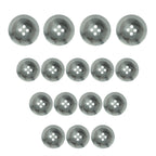 Fifteen Regular Suit Buttons in shiny silver, arranged in a triangular pattern on a white background.
