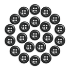 Twenty-two black Work Shirt Buttons, arranged in a circular pattern on a white background.