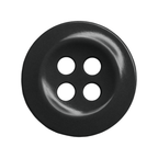 Work Shirt Buttons 12 Pack—black, four-hole buttons on a white background. Durable replacements for military spec or industrial work shirt buttons.