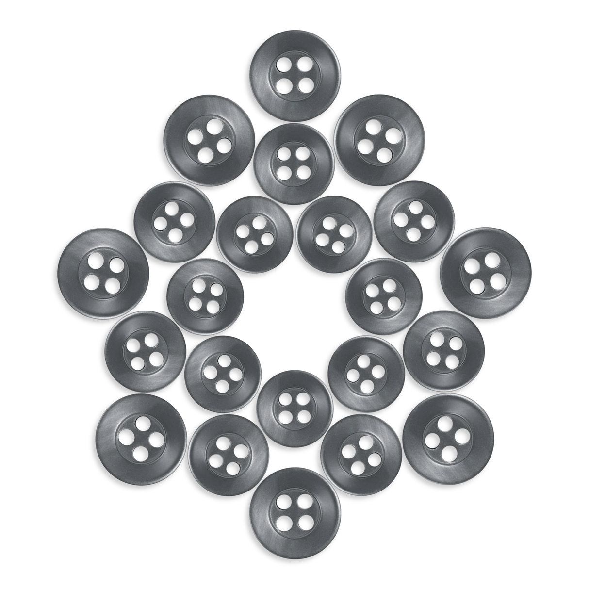 Twenty-four Replacement Shirt Buttons arranged in a star pattern on a white background.