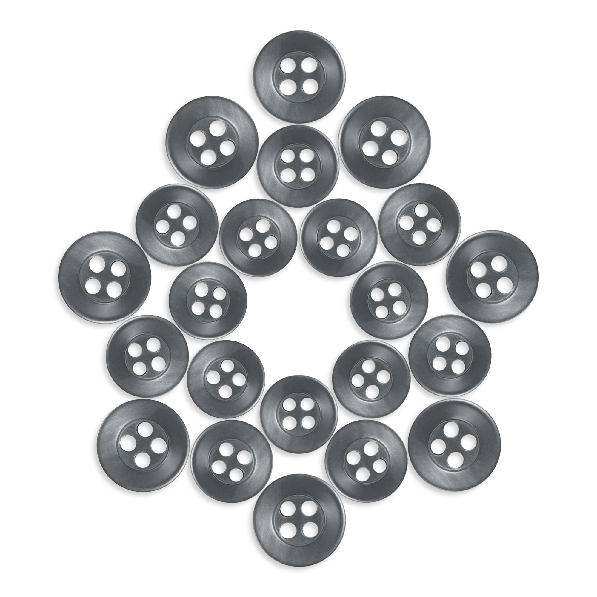Twenty-four Replacement Shirt Buttons arranged in a star pattern on a white background.