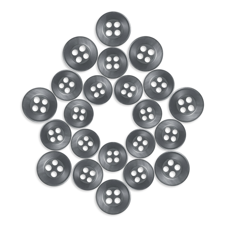 Twenty-four Replacement Shirt Buttons arranged in a star pattern on a white background.