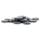 A pile of Replacement Shirt Buttons, small, round, and durable with four holes each, ideal for any tailor’s kit, stacked on a white background.