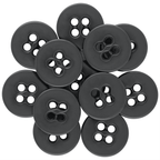 A set of black Suspender Brace Pant Buttons with four holes, arranged in an overlapping circular pattern.