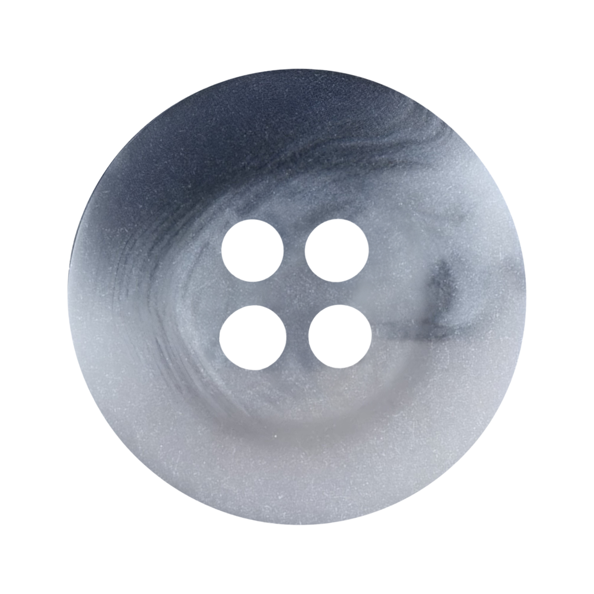 Round, marbled gray Khakis, Chinos and Casual Cotton Pant Button with four holes, shown on a white background.