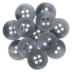 A cluster of gray, marbled Khakis, Chinos and Casual Cotton Pant Buttons with two and four holes, arranged in a circular overlap.