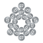 Twenty-four durable Replacement Shirt Buttons made of poly-nylon are arranged in a symmetrical star or flower shape on a white background—ideal for any tailor's kit.