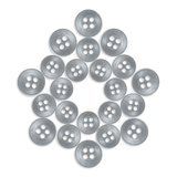 Twenty-four durable Replacement Shirt Buttons made of poly-nylon are arranged in a symmetrical star or flower shape on a white background—ideal for any tailor's kit.