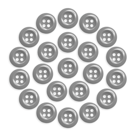 Twenty-one Work Shirt Buttons in gray, arranged in a circle on a white background.