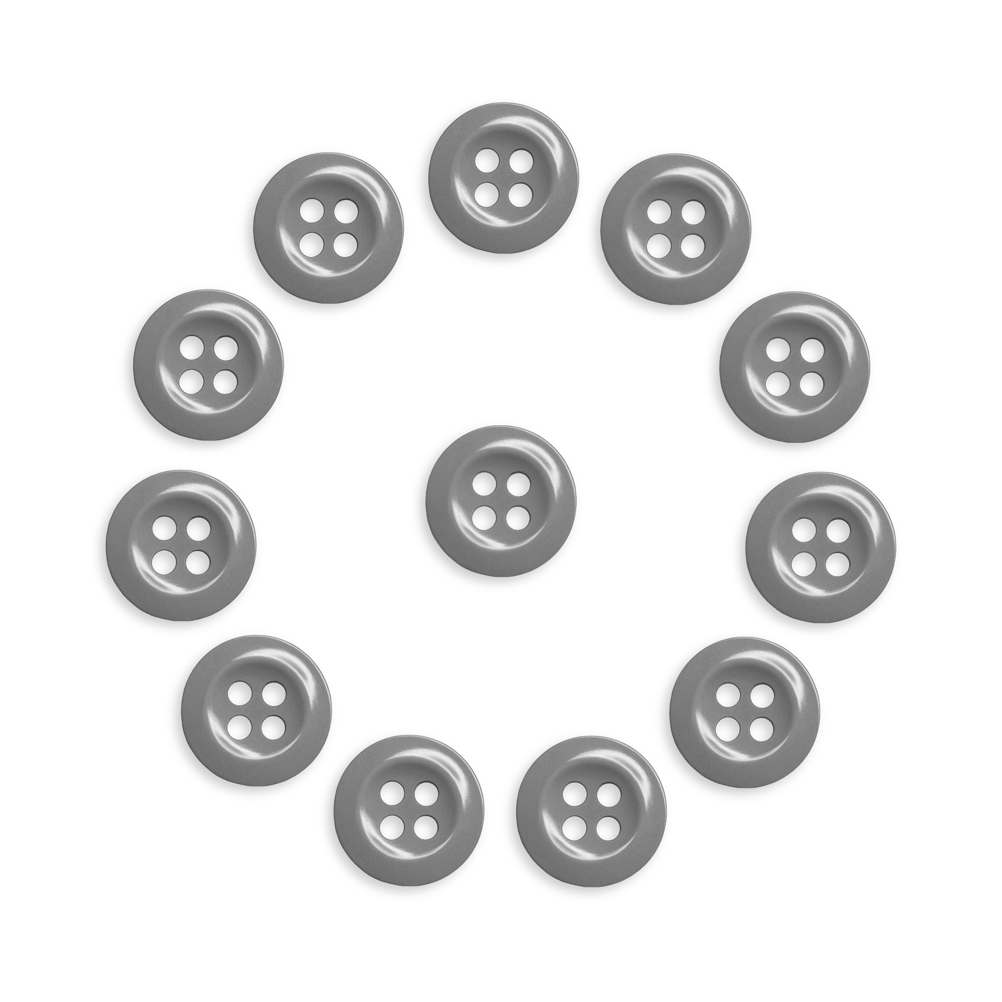 The Work Shirt Buttons 12 Pack features twelve durable replacement buttons arranged in a circle on a white background.