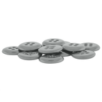 A set of round, black Suspender Brace Pant Buttons with four holes, ideal for button-on suspenders, displayed on a white background.