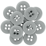 A cluster of Suspender Brace Pant Buttons, gray four-hole style, arranged in a circular overlapping pattern on a white background.