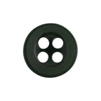 A black, round, four-hole matte Replacement Shirt Button on a white background—ideal for any tailor's button kit.