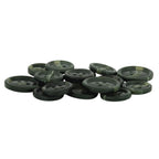 A pile of Standard Suit Buttons, dark green, round, four-hole plastic replacements, sits on a white background.