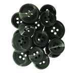 Standard Suit Buttons in dark green feature four holes and subtle light streaks, shown piled on a white background.