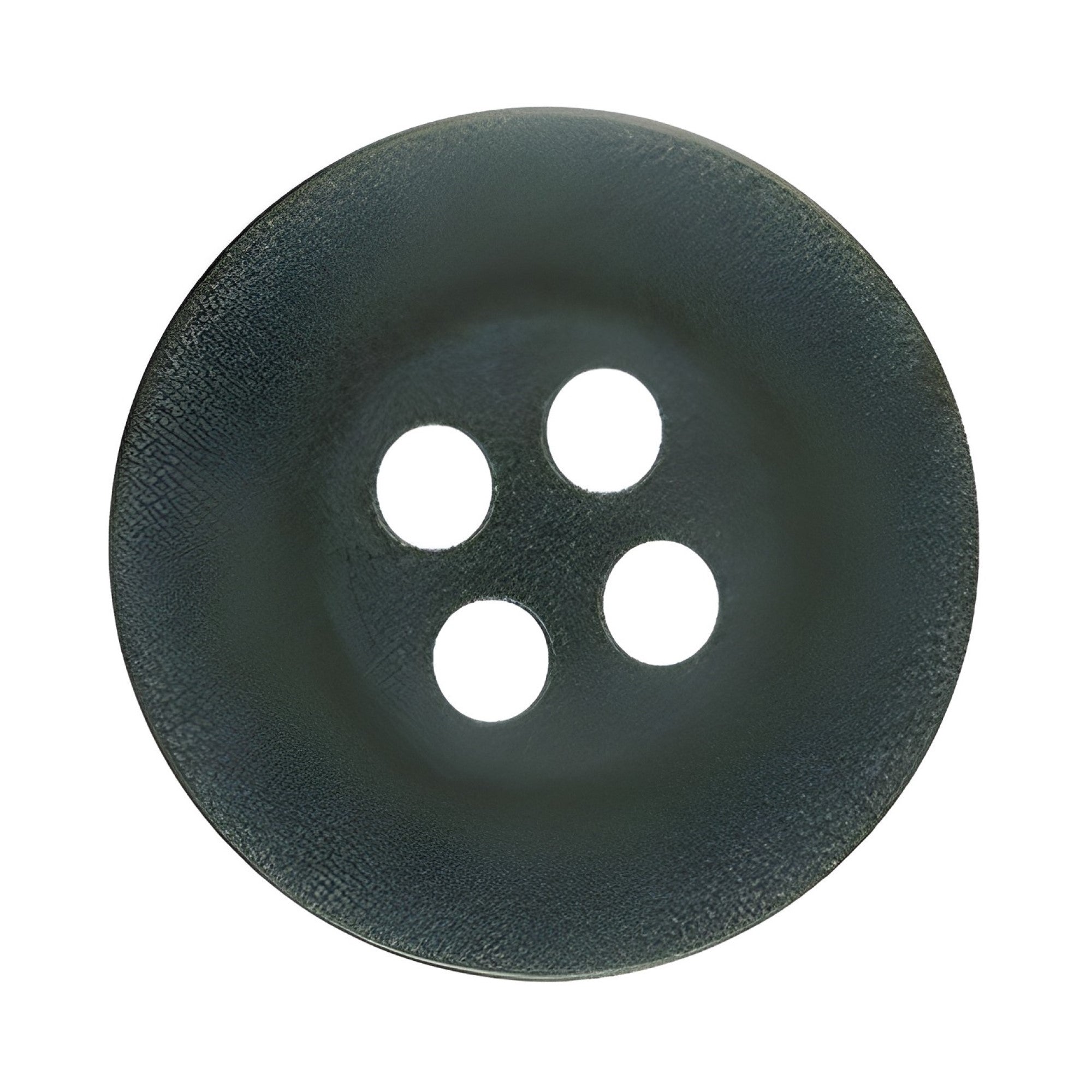 A round, dark gray nylon button with four holes, seen from above on a white background. Perfect as a replacement for Khakis, Chinos and Casual Cotton Pant Buttons.