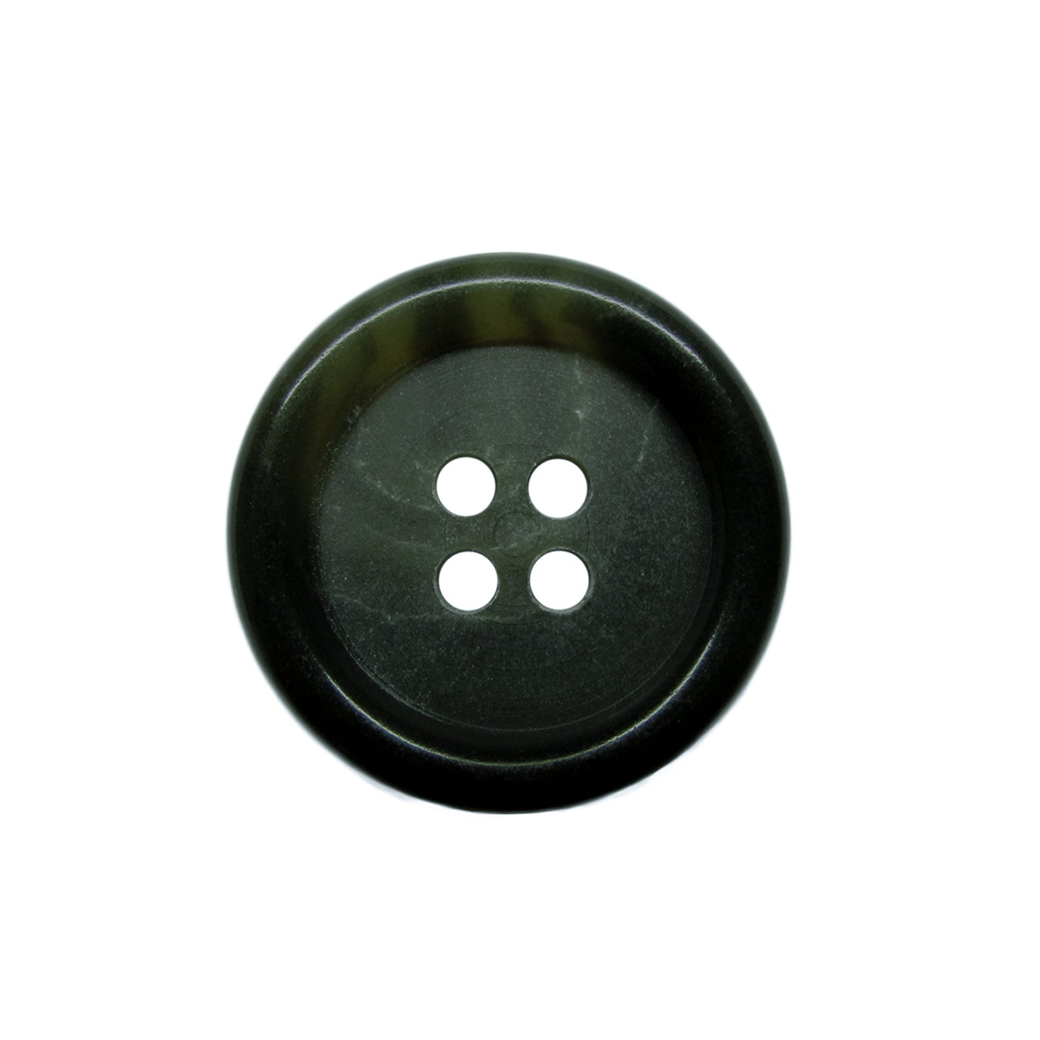 A black, round, four-hole "Luxury Suit Button" displayed on a white background.